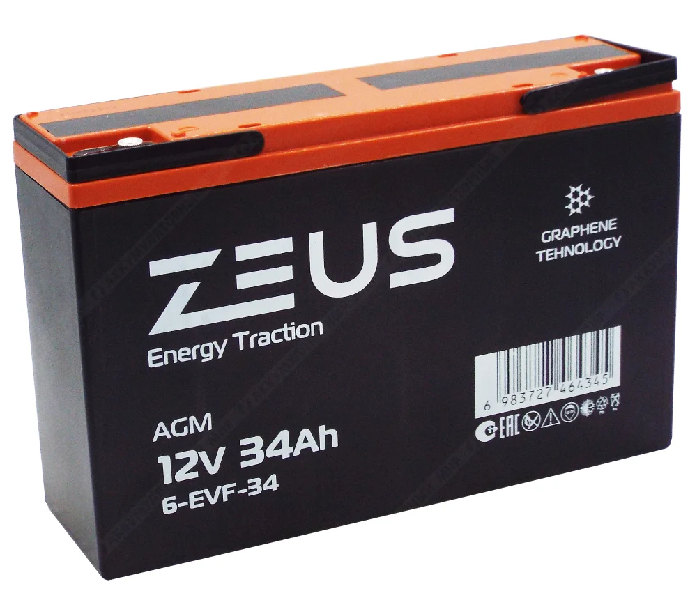 Аккумулятор ZEUS 6-EVF-34 (12V34Ah) тяговый Фото 1