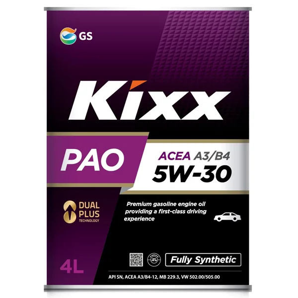 Масло моторное 5W-30 Kixx PAO A3/B4 синтетическое 4л Фото 1