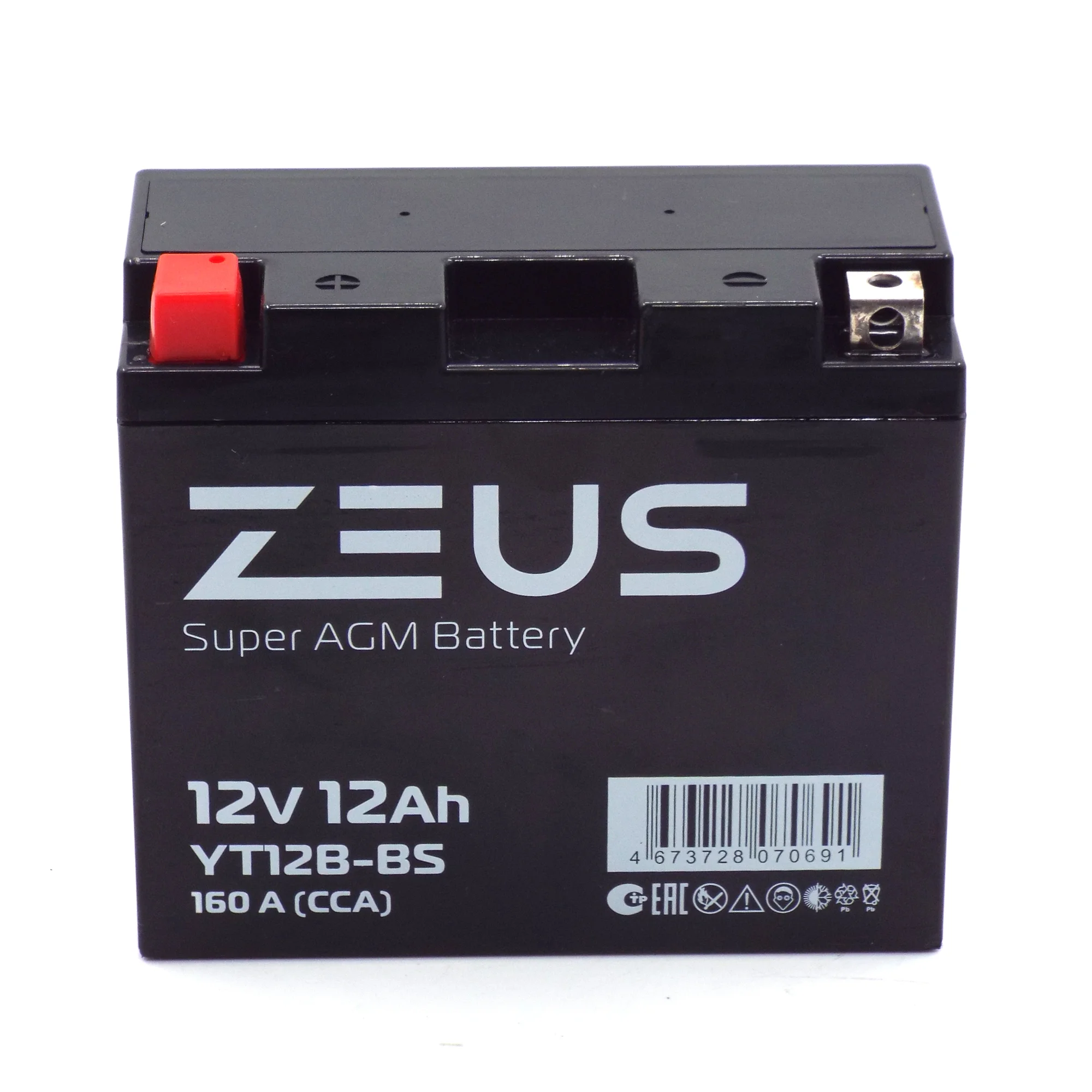 Аккумулятор ZEUS SUPER AGM 12 Ач п.п. (YT12B-BS) Фото 1
