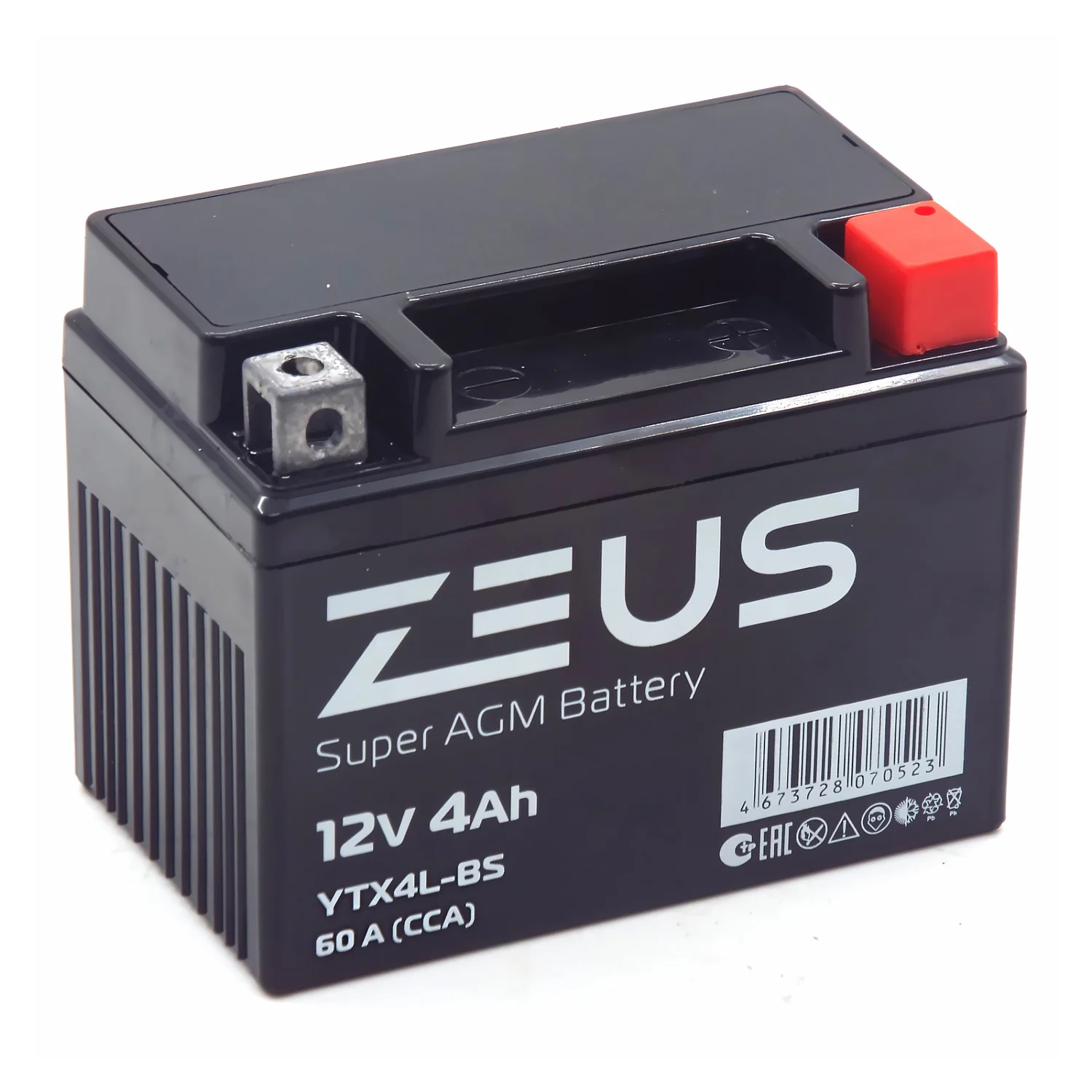 Аккумулятор ZEUS SUPER AGM 4 Ач о.п. (YTX4L-BS) СУПЕР ЦЕНА