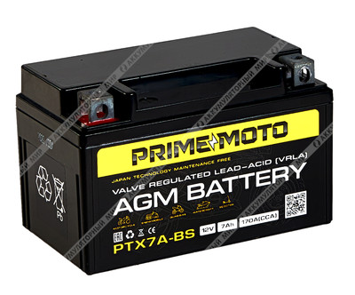 Аккумулятор PRIME MOTO AGM PTX7A-BS 7 Ач п.п. РАСПРОДАЖА