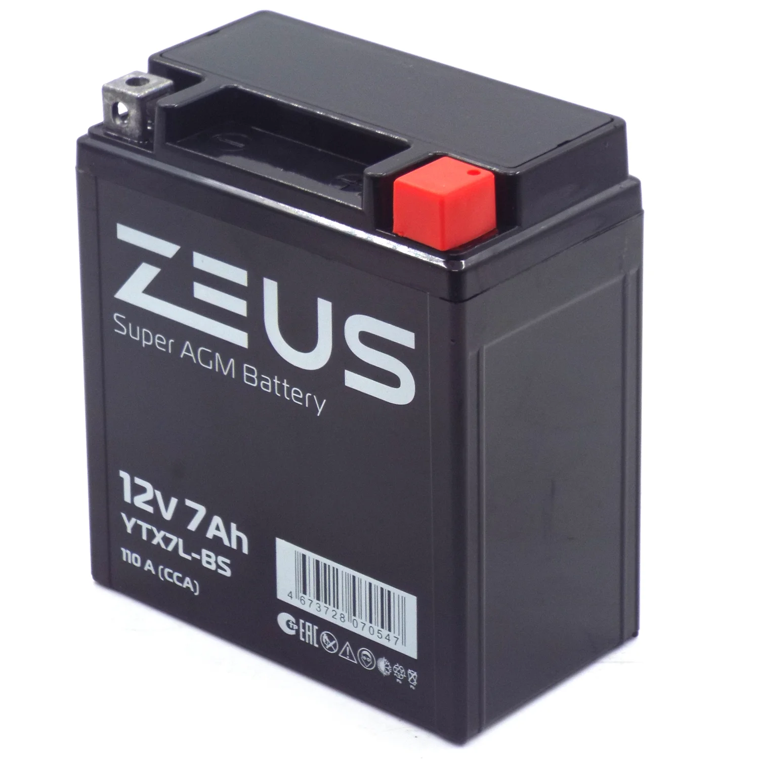 Аккумулятор ZEUS SUPER AGM 7 Ач о.п. (YTX7L-BS) Фото 1