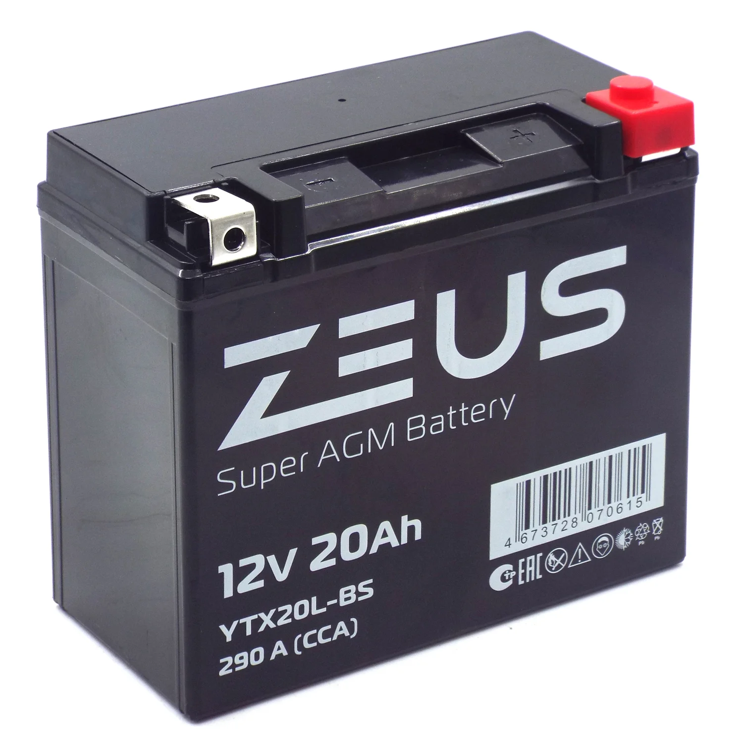 Аккумулятор ZEUS SUPER AGM 20 Ач о.п. (YTX20L-BS) СУПЕР ЦЕНА