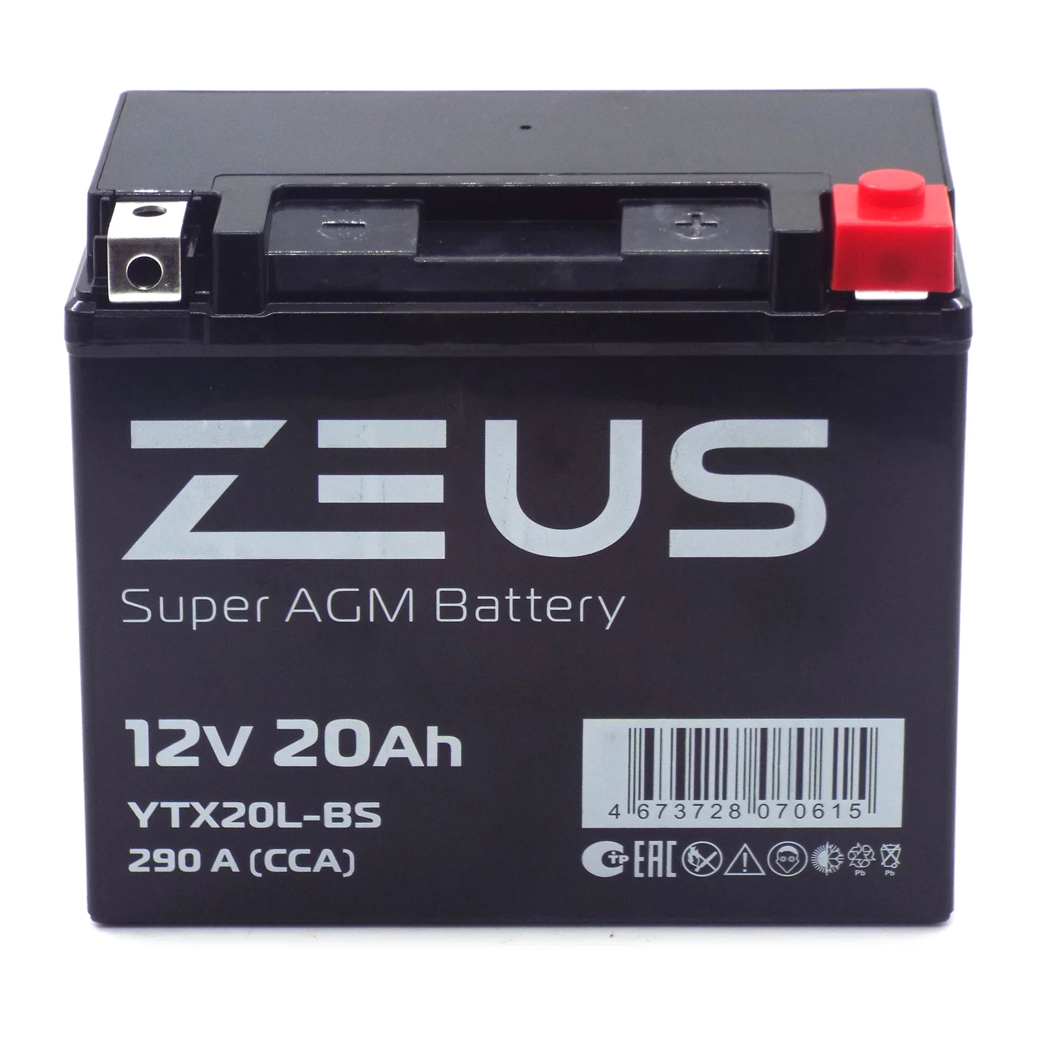 Аккумулятор ZEUS SUPER AGM 20 Ач о.п. (YTX20L-BS) Фото 1