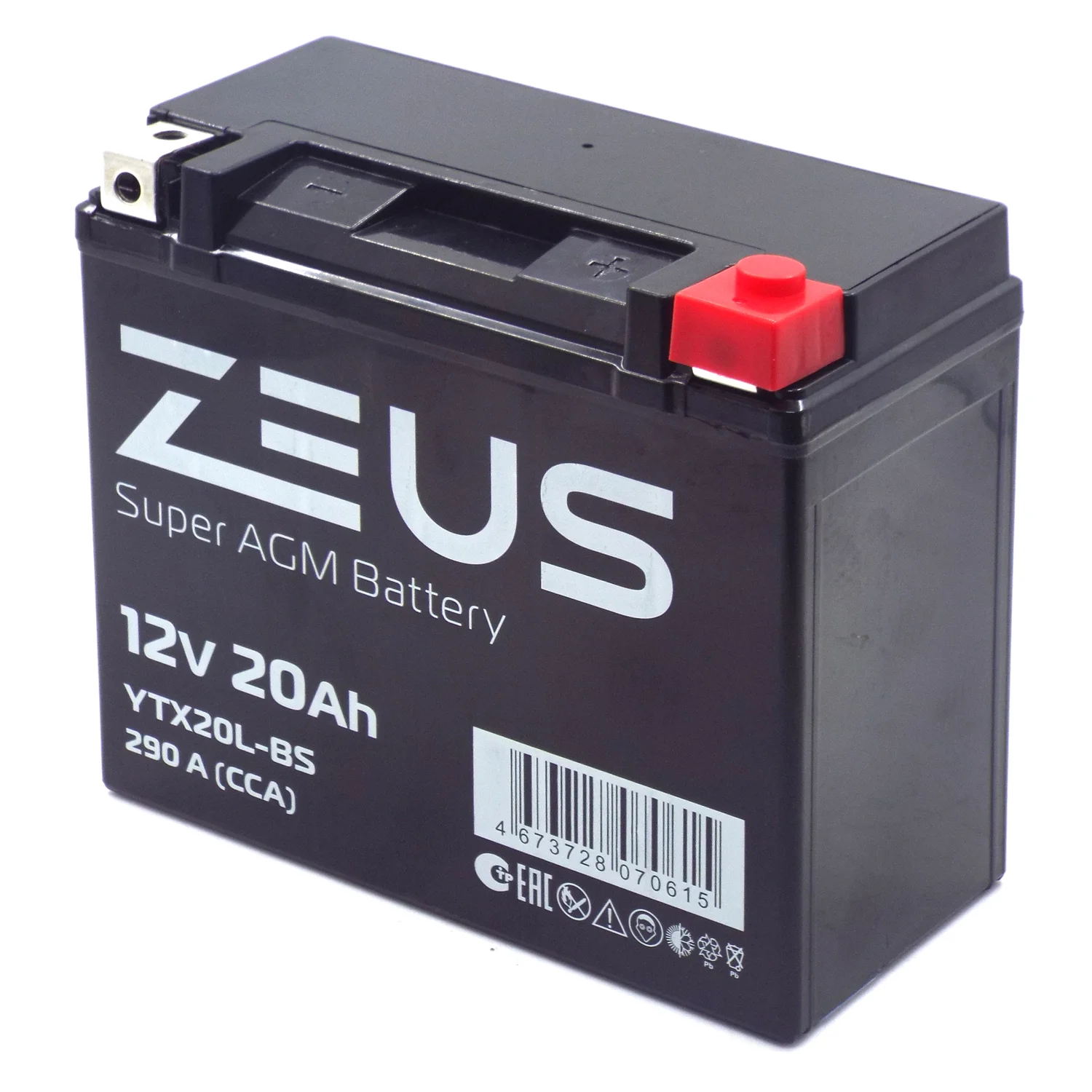 Аккумулятор ZEUS SUPER AGM 20 Ач о.п. (YTX20L-BS) Фото 1
