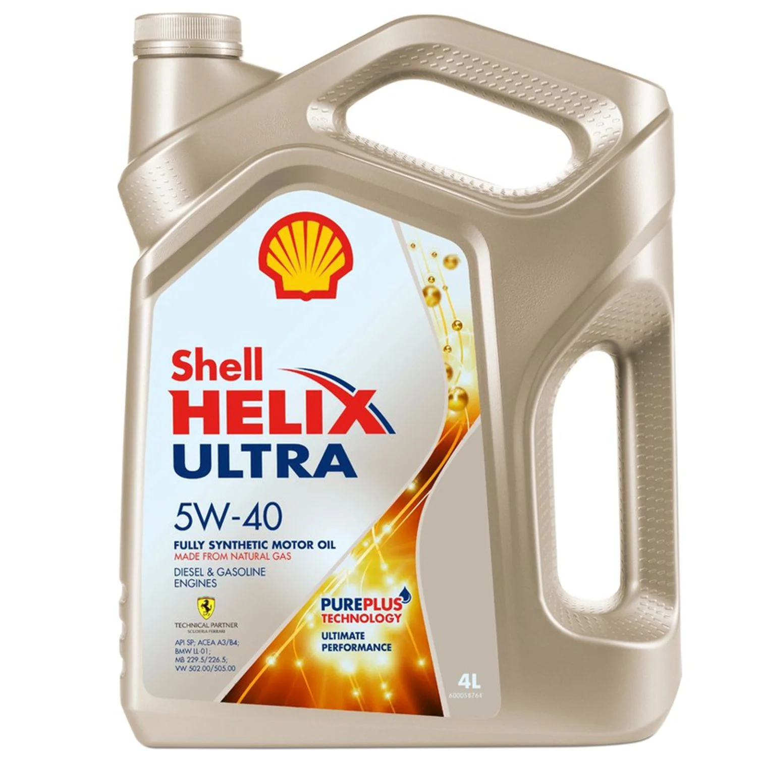 Масло моторное 5W40 Shell Helix Ultra A3/B4 синтетическое 4л Фото 1