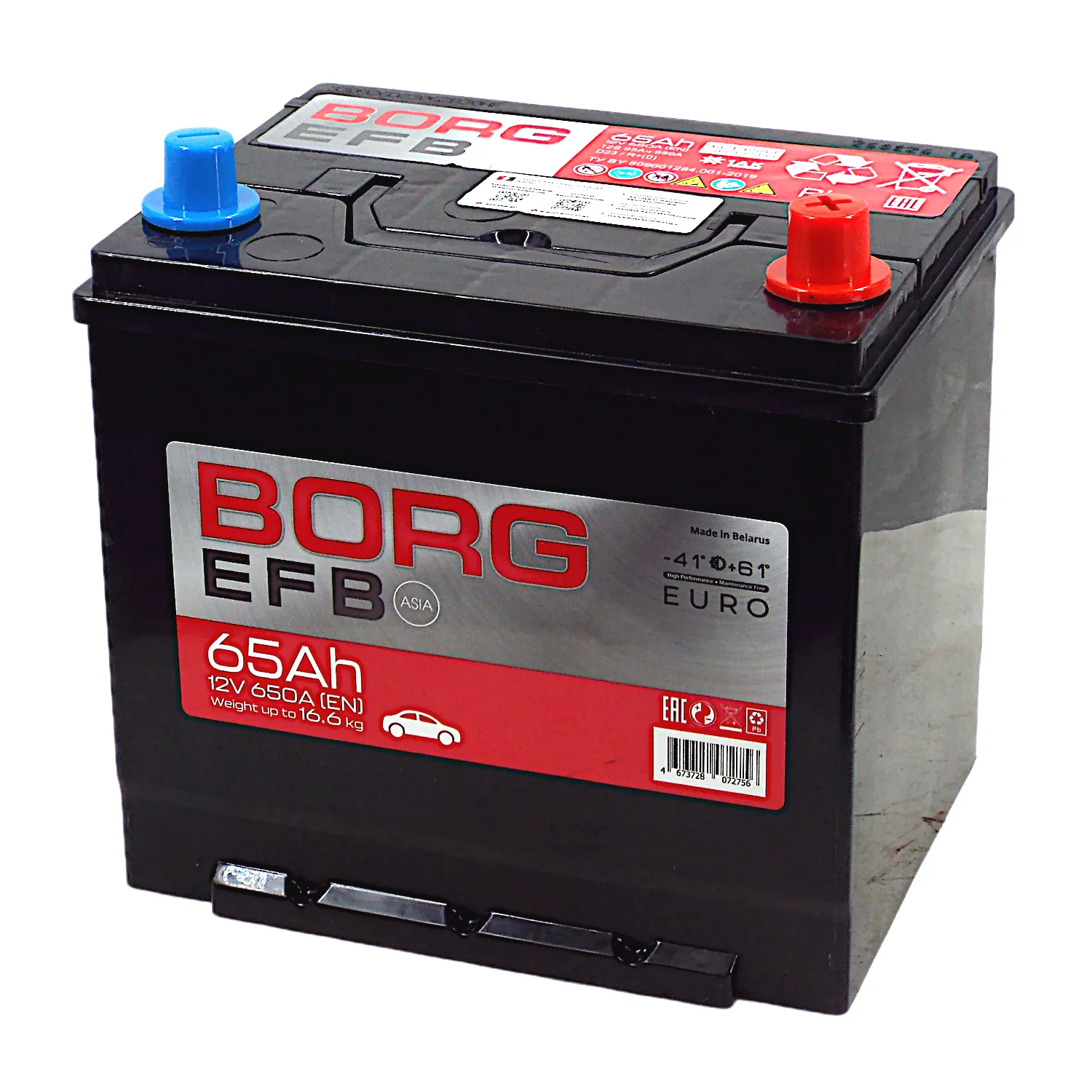 Аккумулятор BORG EFB Asia 65 Ач о.п. Фото 1