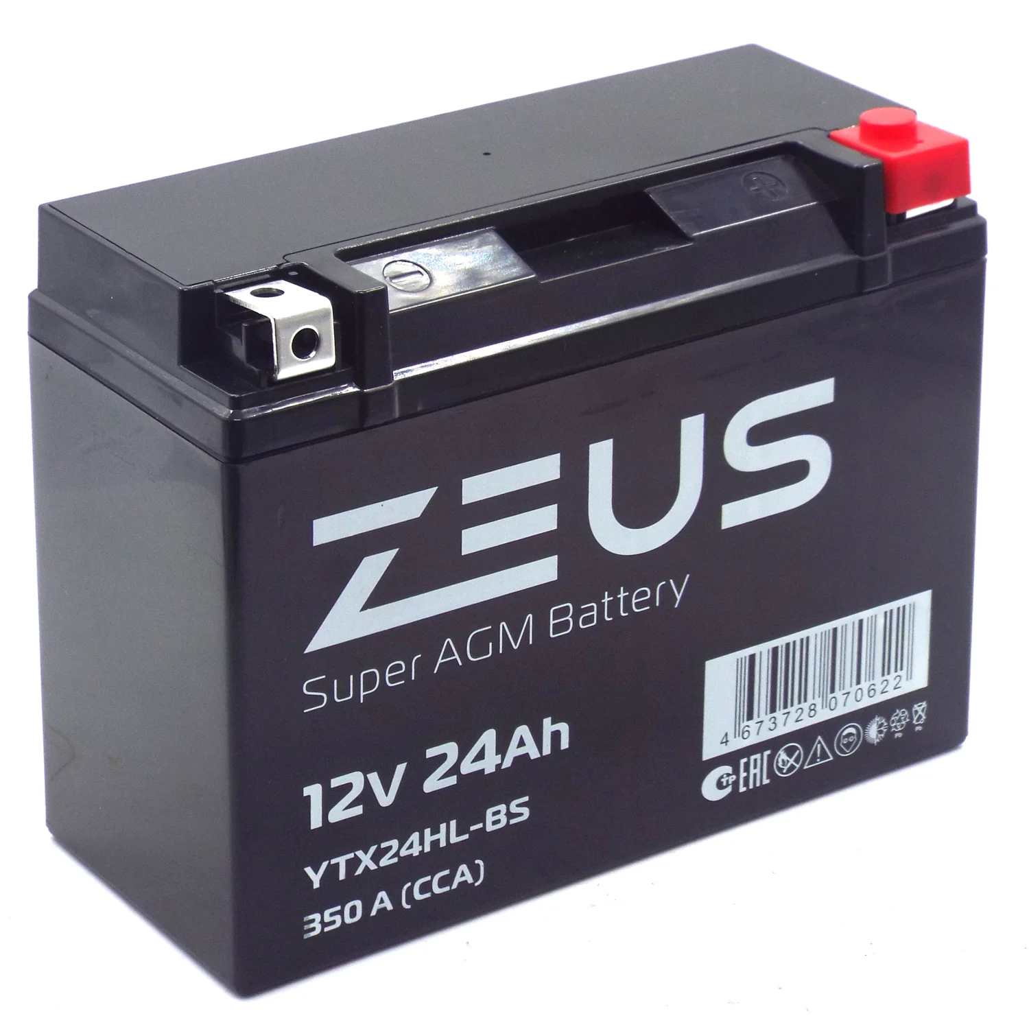 Аккумулятор ZEUS SUPER AGM 24 Ач о.п. (YTX24HL-BS)