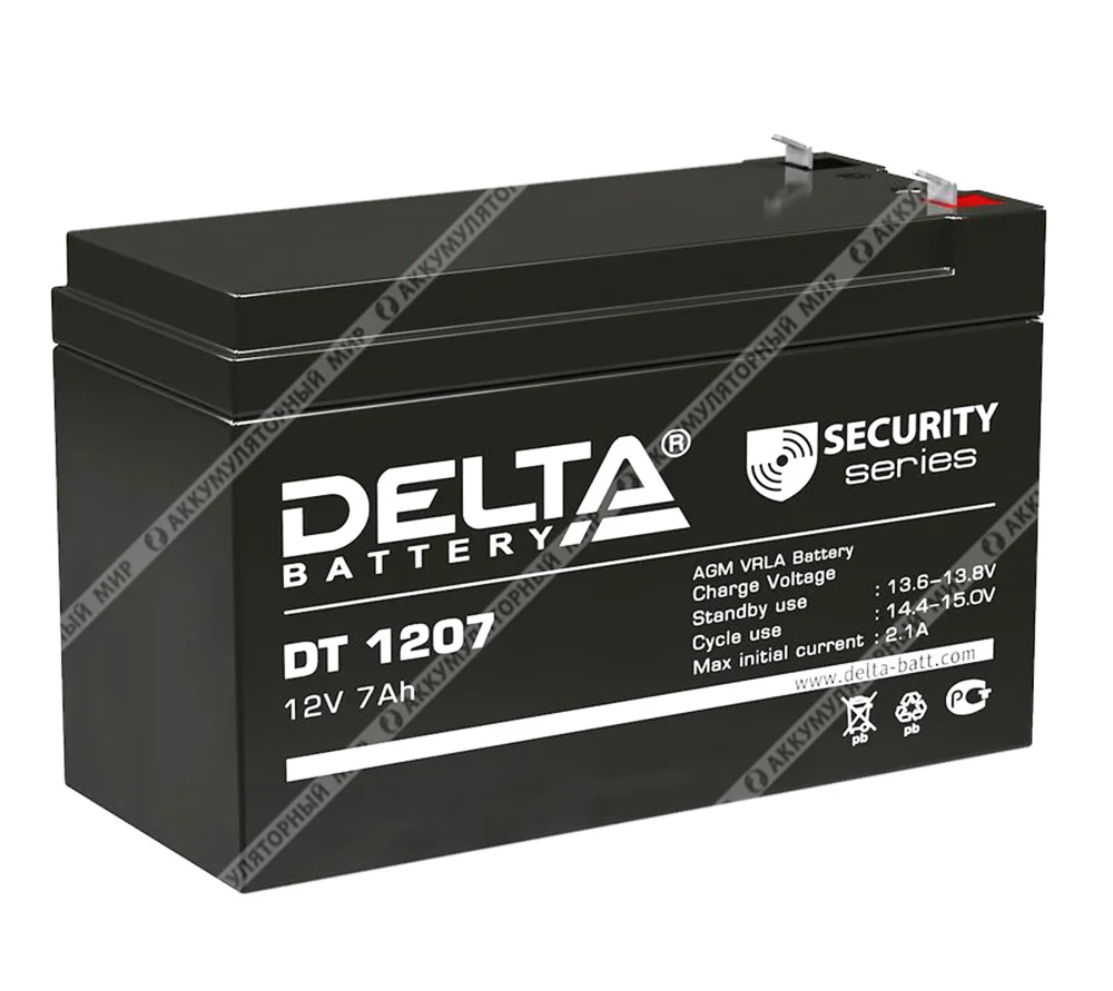 Аккумулятор Delta DT 1207 (для слаботочных систем) Фото 1